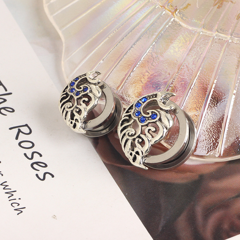 Stainless Steel Hollow Lace Ear Expander for Body Piercing Jewelry - 16mm Floral Design detail image 7