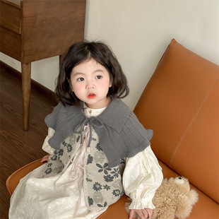 Children's Shawl Ins Korean Style Boys' and Girls' Scarf Baby's Knitted Wool Wool Warm Ware Cloak Scarf Fake Collar