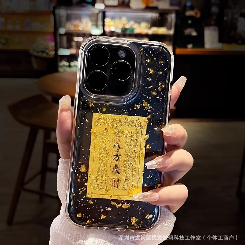 金箔入りの「八方来財」デザインのスマホケース、Honor 400、300/90/70 Pro、X60、X70i、Enjoy 70対応。|undefined