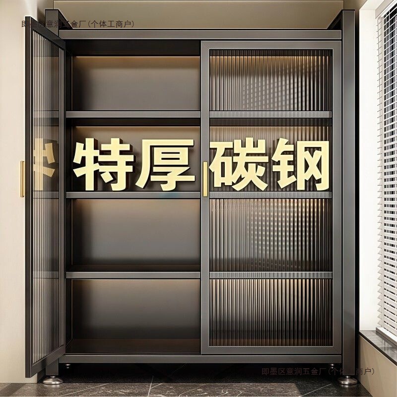 爆款厨房橱柜碳钢双开门储物柜多层带门收纳微波炉置物柜带轮子|undefined