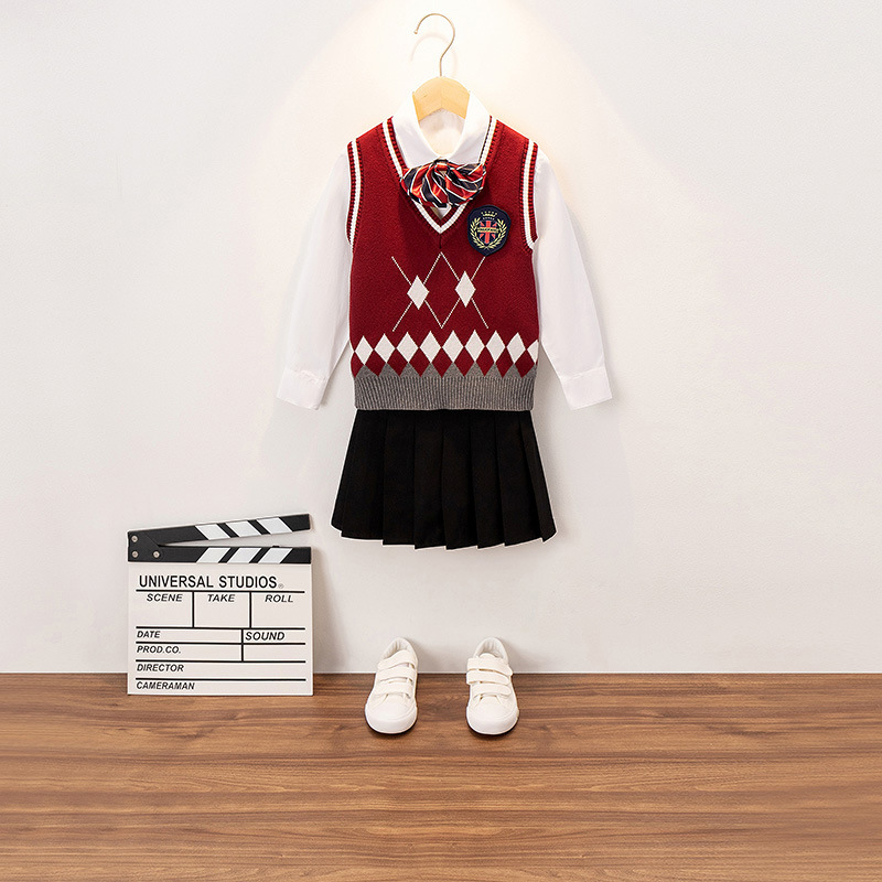 Día de Año Nuevo niños y niñas de Kindergarten uniforme escolar uniforme de clase infantil coro británico rendimiento traje de estudiante de escuela primaria