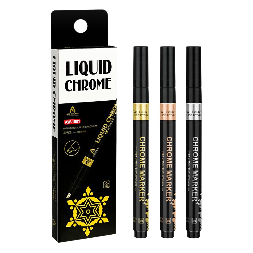 Galvanoplastia pintura marcador espejo metal cromado pluma impermeable pintura reparación colorante modelo pintado a mano pluma reflectante