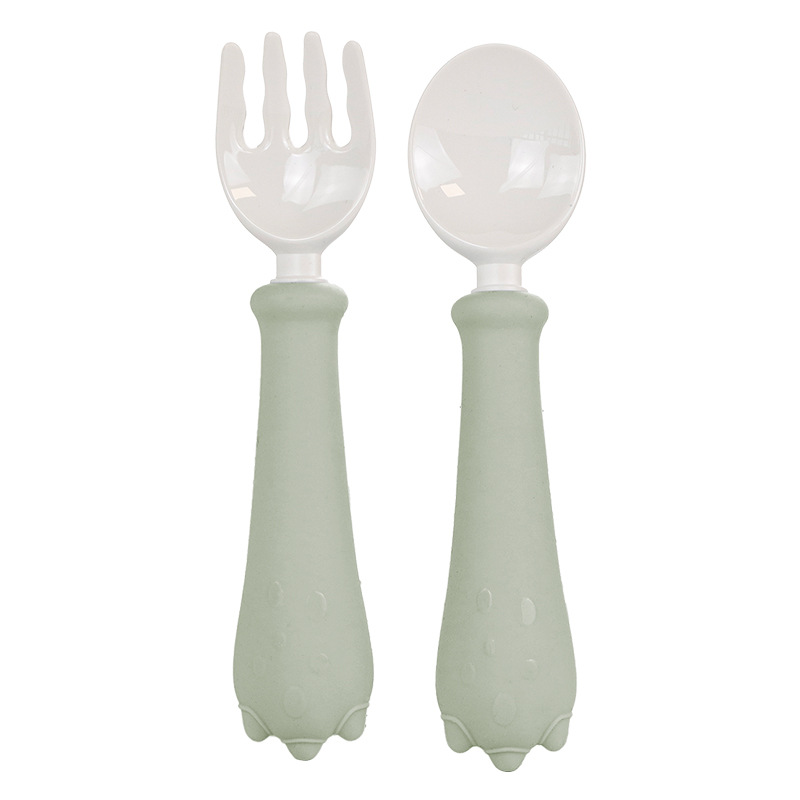공룡 PPSU 긴 손잡이 포크 숟가락-녹색