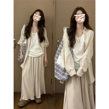 小个子衬衫连衣裙子2025新款女装秋季新中式禅意穿搭一整套装长裙