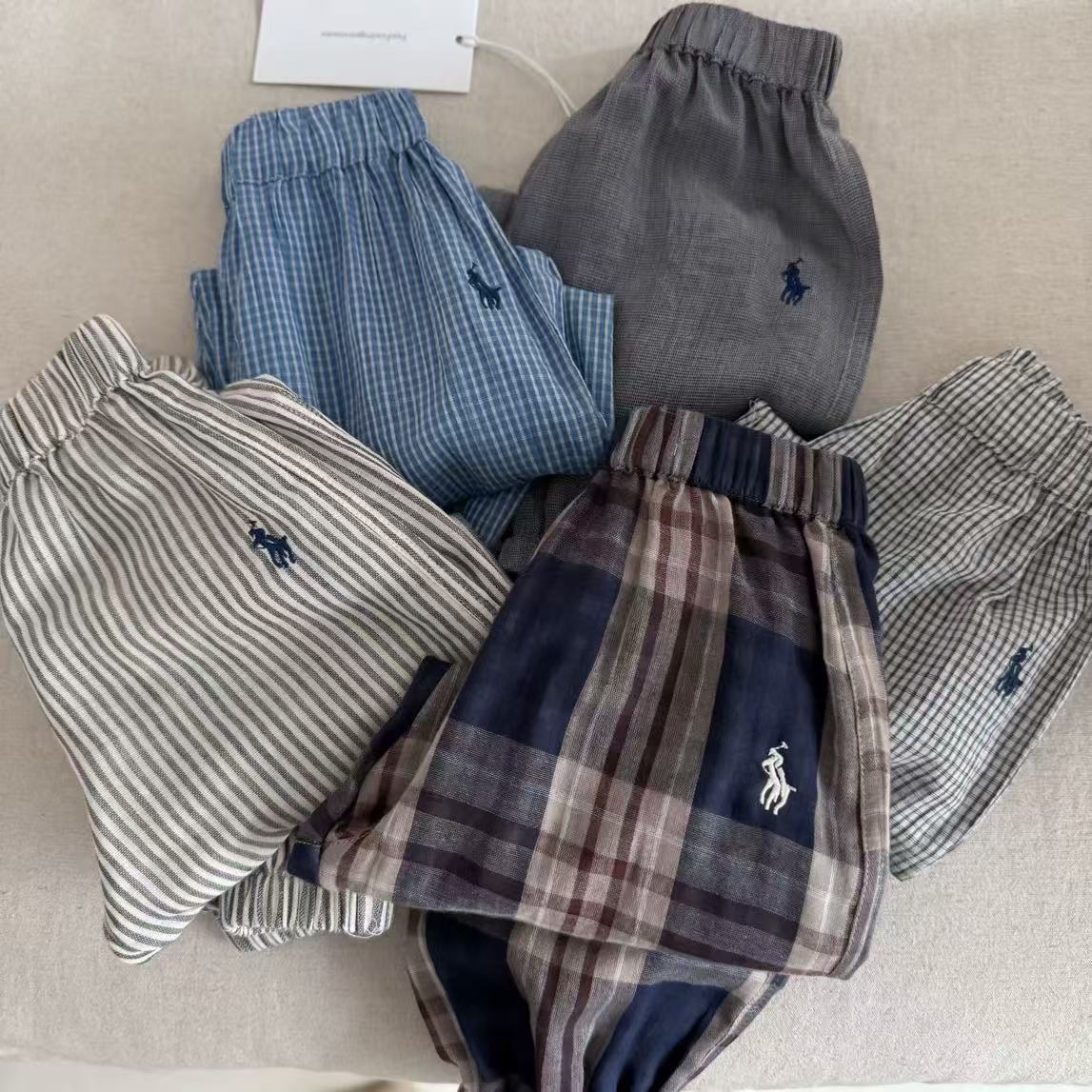 Children's Long Pants 2025 Summer Boys and Girls Japanese Style Plaid Anti-Mosquito Pants Baby Striped Air Conditioning Pants Thin Casual Pants