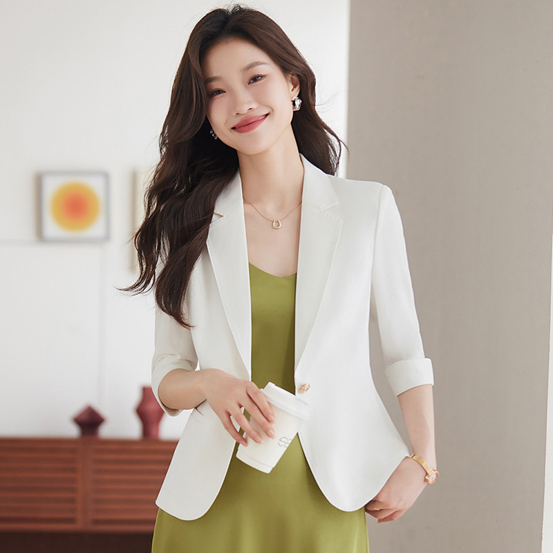 2025 Spring New Fashion Petite Elegant Slim Suit Top Three-Quarter Sleeve Small Suit Jacket for Women