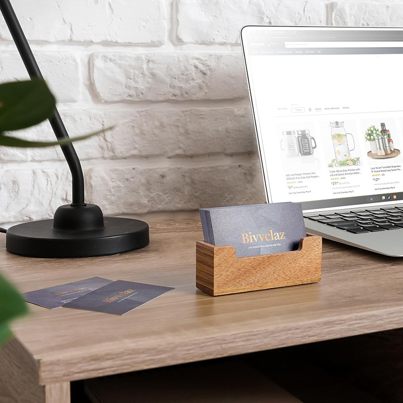 Caja de almacenamiento de tarjetas de madera escritorio de oficina tarjeta de madera hotel recepción tarjeta de visita base de tarjeta de notas almacenamiento de tarjetas