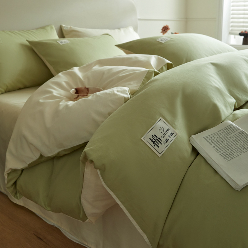 Color sólido simple cama de cuatro piezas de algodón puro algodón grado madre y bebé puede dormir desnudo sábanas de cama Kits al por mayor