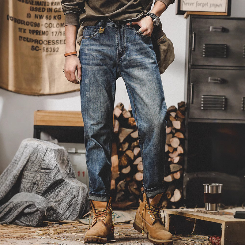 American Retro Autumn Jeans for Men 2025 New Loose Straight-Leg Trendy Brand Pants Men's Washed Casual Pants Wholesale American Retro Autumn Jeans for Men 2025 New Loose Straight-Leg Trendy Brand Pants Men's Washed Casual Pants Wholesale