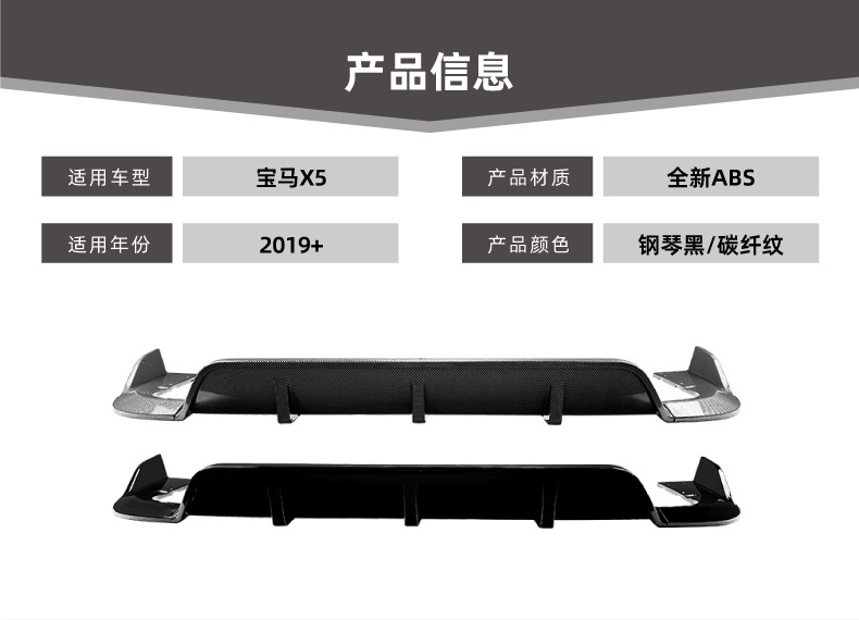 Suitable for Bmw X5 G05 m Sport 2019+ Black Warrior Rear Spoiler Corner Rear Lip Tail Lip Cross-Border Modification