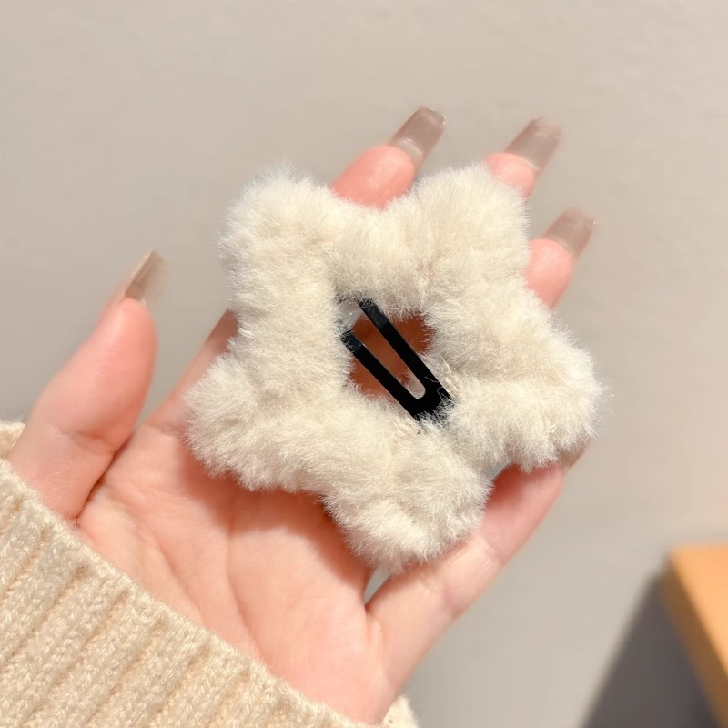 Otoño y invierno Melarde estrella pelusa clip para niños de alto nivel no lastimar el cabello lateral nubes estilo clip BB clip para el cabello