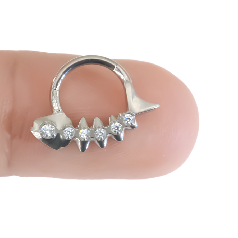 Titanium Diamond Fishbone Nose Piercing Stud Jewelry_voghion.com