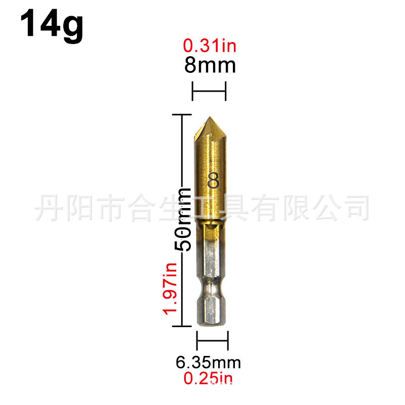 6 Unid mango hexagonal titanio plateado de cinco cuchillas cuchillo de biselado 3 Unid escariado biselado dispositivo 12mm16mm19mm carpintería taladro manga