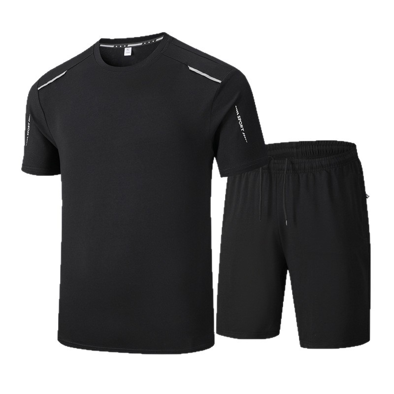 Trajes de verano de hombres de mediana edad transfronterizos, pantalones cortos de mangas cortas casuales, deportivo de dos piezas, ropa de padre de mediana edad de algodón image 6