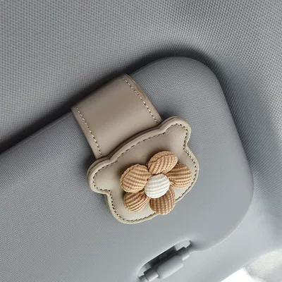 Car Glasses Holder, Multifunctional Car Car Glasses Clip/Bill Clip - khaki-floral