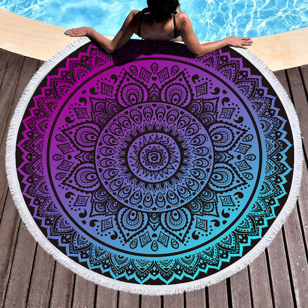 Nuevo estilo redondo Mandala estampado toalla de playa toalla de baño de microfibra cojín de patrón mandala