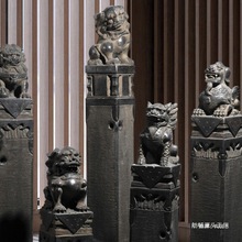 石雕拴马桩青石仿古做旧石狮子貔貅拴马石庭院室内装饰件栓马柱子