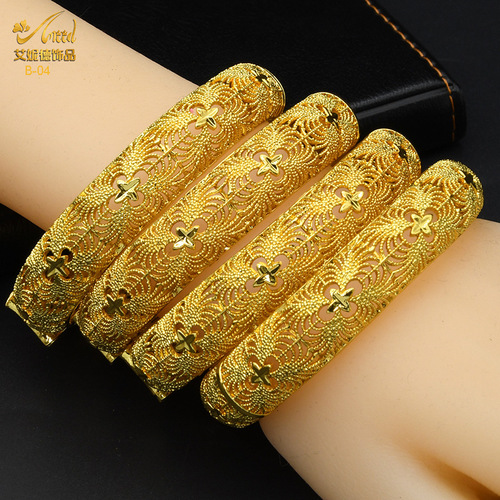 Alloy Spring Women's Indian Sand Gold Jewelry Bracelet Ring Gold Plated Hollow Accessory Wholesale Bridal Bracelet