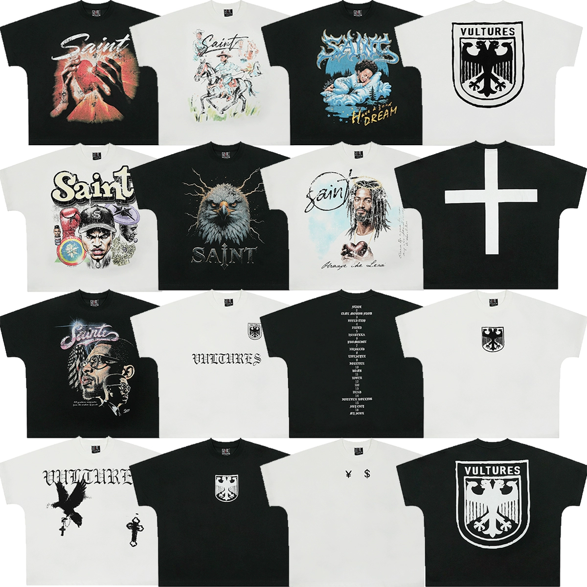 SAINT VINTAGE Американская модная летняя футболка из чистого хлопка Kanye Kanye's Same свободная футболка для пар с короткими рукавами