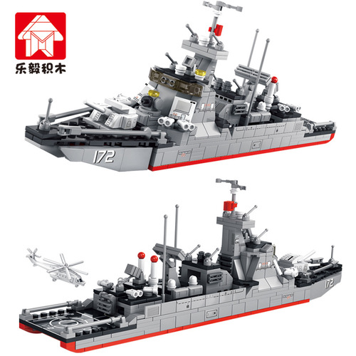 Leyi Military Series Fighter Missile Destroyer Shandong Ship Assembly Toy Compatible with Lego Building Blocks Puzzle Gift