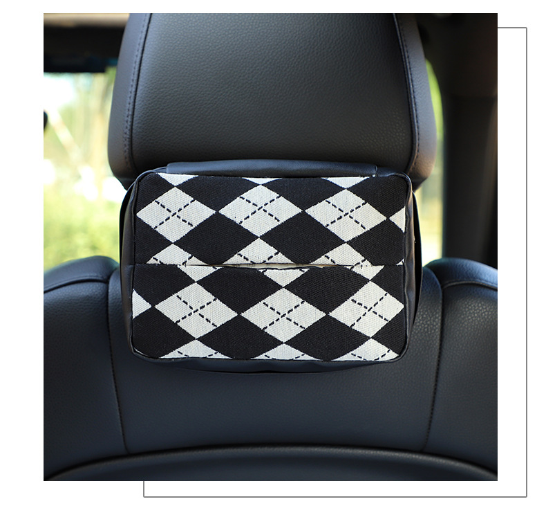 Creative car tissue box fashion big Lingge car hanging paper box multi-functional car home dual-use automotive supplies