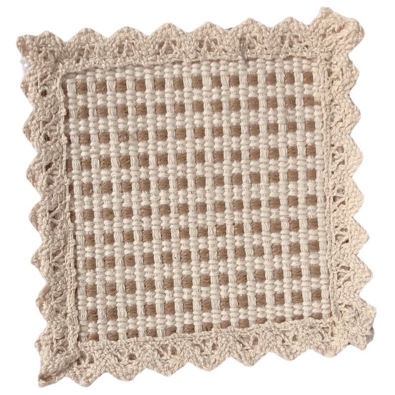 Jin Hao nueva tela de algodón tejido de encaje para platos tapete para platos restaurante creativo tapete posavasos tapete para mesa