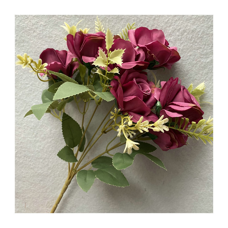 7 horquilla primavera simulación rosa flor falsa venta al por mayor interior flores secas arreglo floral decoración floral boda simulación flor