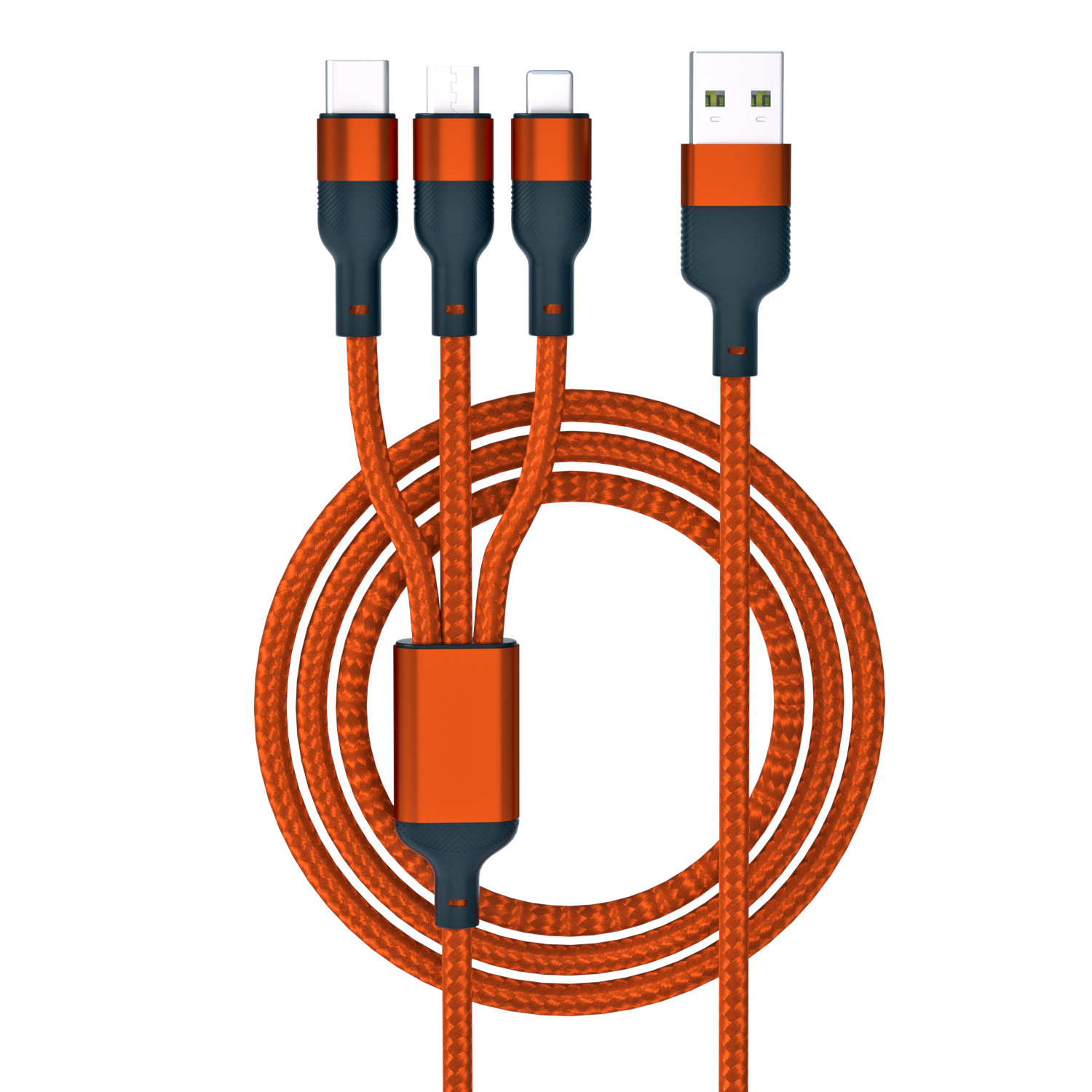 100w超速充データ線三合一6aフラッシュ充電印字ロゴ小プレゼント一引き三編み充電線