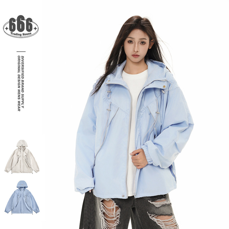 Beast Street Outdoor Trendy Brand Top Jacket Women's Loose Slimming Hooded Jacket Jacket CK008