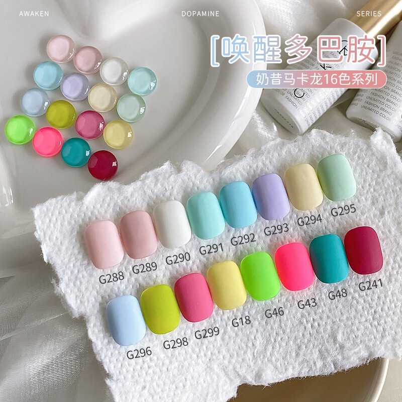 Dopamine 16-Color Nail Polish Gel 2025 Summer New Macaron Whitening Nail Salon Jump Color Phototherapy Gel Set