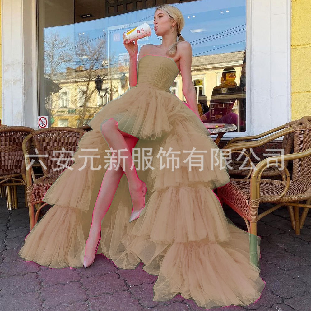 2023 europeo y americano Comercio exterior Amazon AliExpress deseo nuevo tubo superior falda de la torta boda bola del banquete vestido noche
