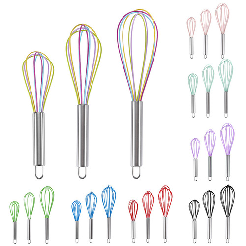 Manual stainless steel handle silicone multi-purpose egg beater cake cream whipper handheld mixer baking tool
