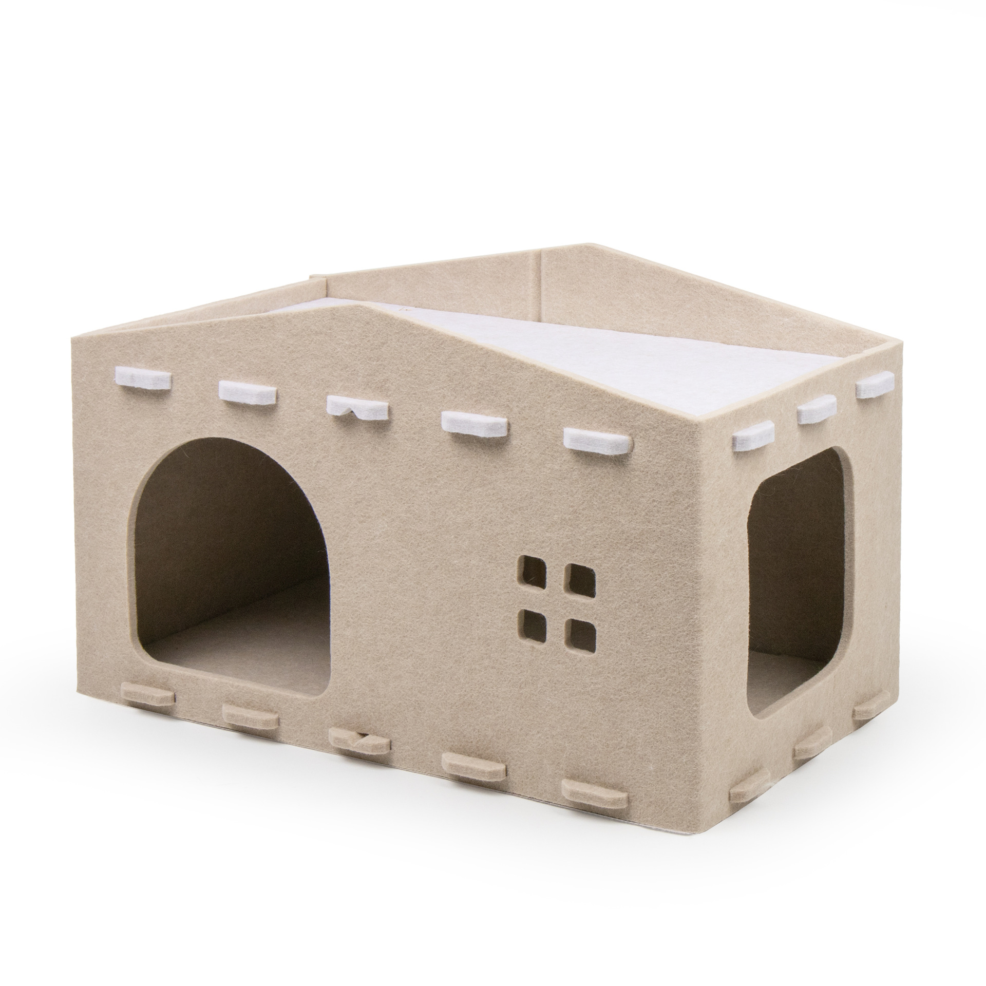 Fieltro de doble capa de doble propósito gato casa para gatos gato agarrar placa integral resistente al arañazo y desgaste gato casa semi-cerrada casa plegable para gatos