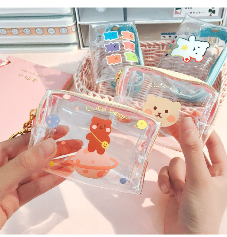 Cute Ins Cartoon Portable Coin Purse Cosmetic Bag Transparent