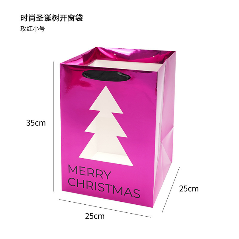 クリスマスクリスマスツリー手提げ紙袋ギフトバッグ窓開きギフトバッグクリスマスイブ透明ギフトバッグ卸売|undefined