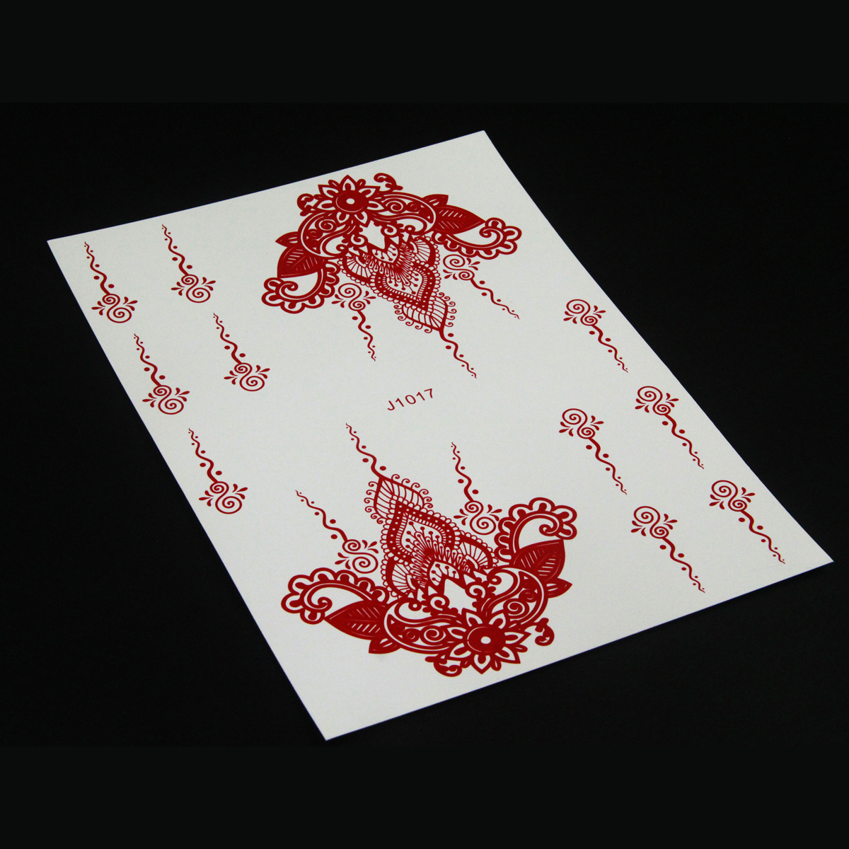 Parte posterior de la mano India Hina tatuaje etiqueta engomada Vermilion Hannah encaje tatuaje etiqueta engomada de transferencia de agua