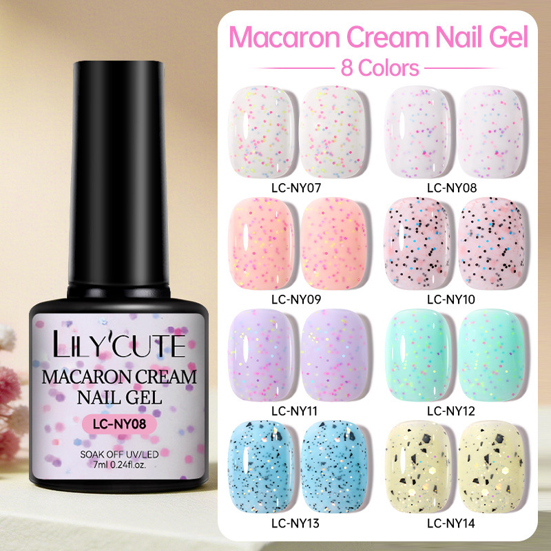 LILYCUTE Cross-Border Nail Art Cream Cheese Glitter Sequin Gel Macaron Cream Fresh Sweet Nail Polish Gel LILYCUTE Cross-Border Nail Art Cream Cheese Glitter Sequin Gel Macaron Cream Fresh Sweet Nail Polish Gel
