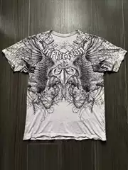 2024 Cross-Border European and American New T-Shirt Cross Wings Front and Rear Printed Round Neck Short-Sleeved Factory Direct Sales Hot Sale