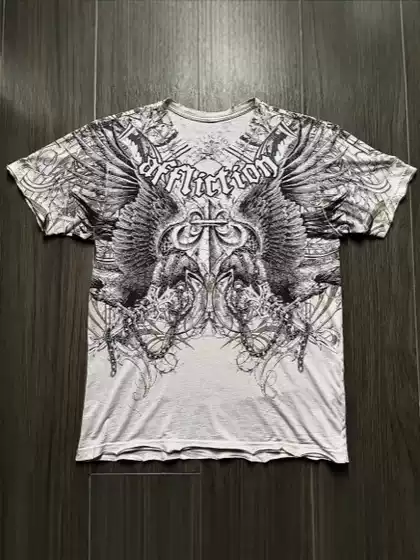 2024 Cross-Border European and American New T-Shirt Cross Wings Front and Rear Printed Round Neck Short-Sleeved Factory Direct Sales Hot Sale