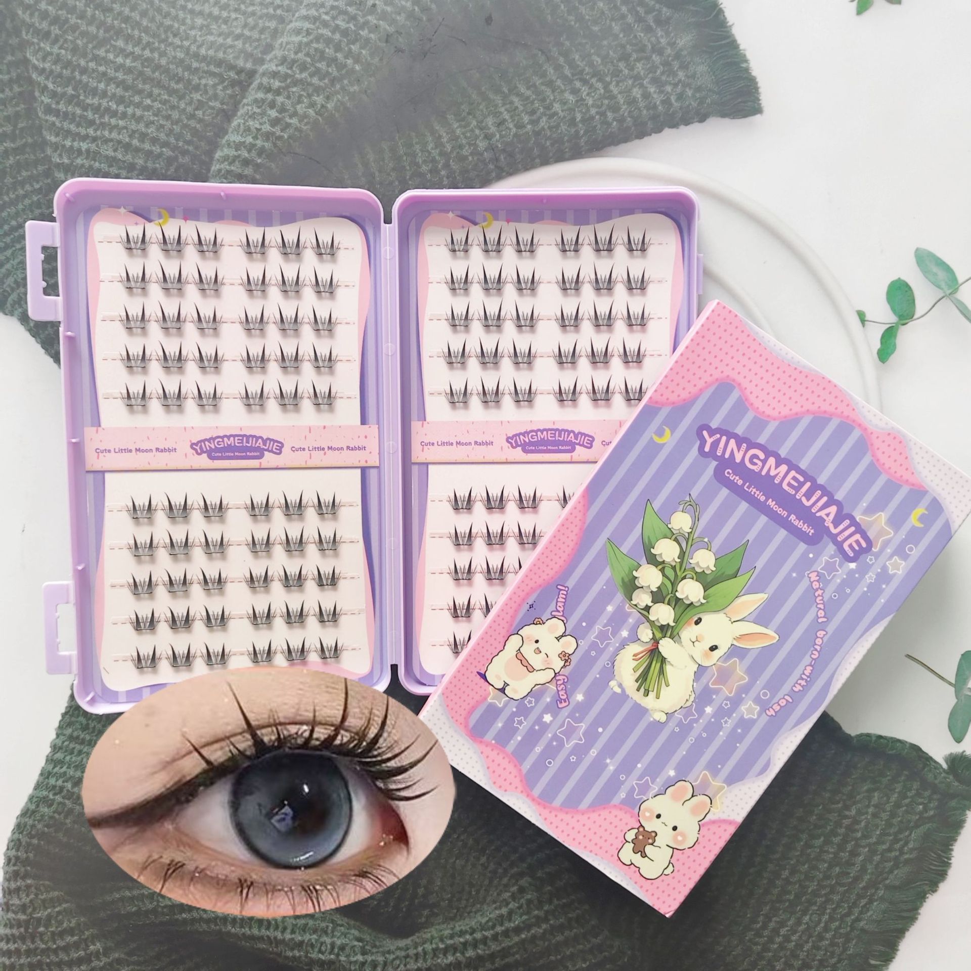 20 filas de paquete de caja de regalo de pestañas falsas transfronterizas, pestañas falsas densas, pestañas falsas sin pegamento.