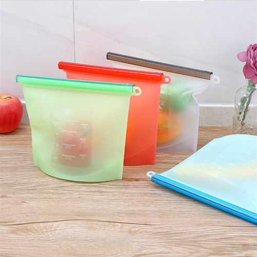 Food grade silicone fresh-keeping bag, high temperature resistant sealed bag, food repackaging bag, fruit and vegetable frozen food storage bag