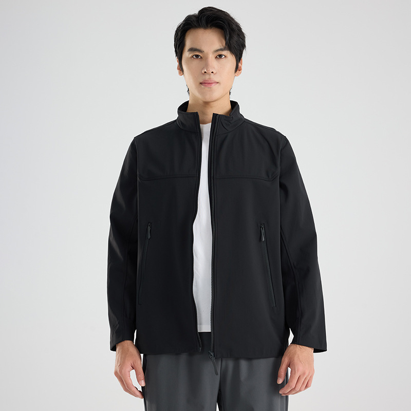 Soft Shell Stand-Up Collar Jacket Custom Workwear Printed Logo Group Purchase 4S Store Thin Waterproof Workwear Jacket for Men