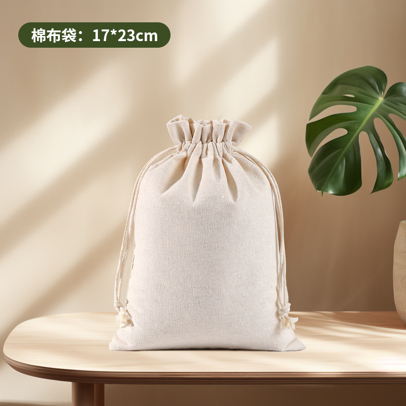 Bolsa de Almacenamiento con Cordón de Algodón, Bolsa de Lino con Cordón, Se Puede Imprimir con Logotipo, Bolsa de Tela Pequeña en Existencia