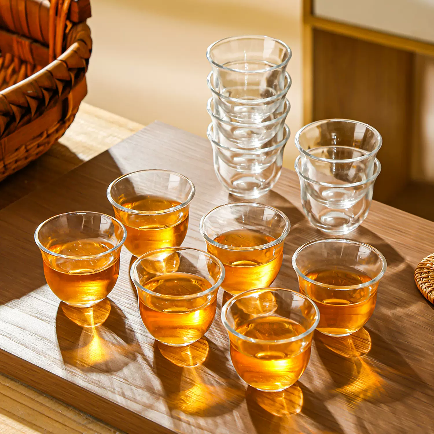 日式耐热耐高温玻璃小茶杯茶具高颜值品茗杯功夫茶透明商用家用