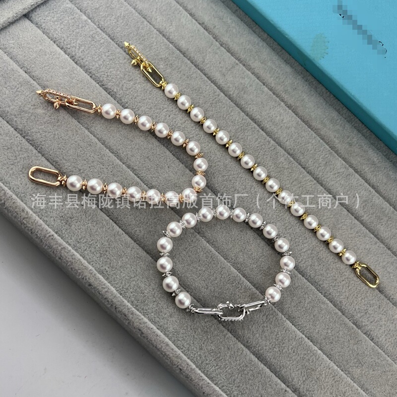 New T-Funi Trident Nail Chain Pearl Bracelet, High-Quality, Exquisitely Crafted Pearl and Nail Bracelet, Wholesale for Cross-Border Sales