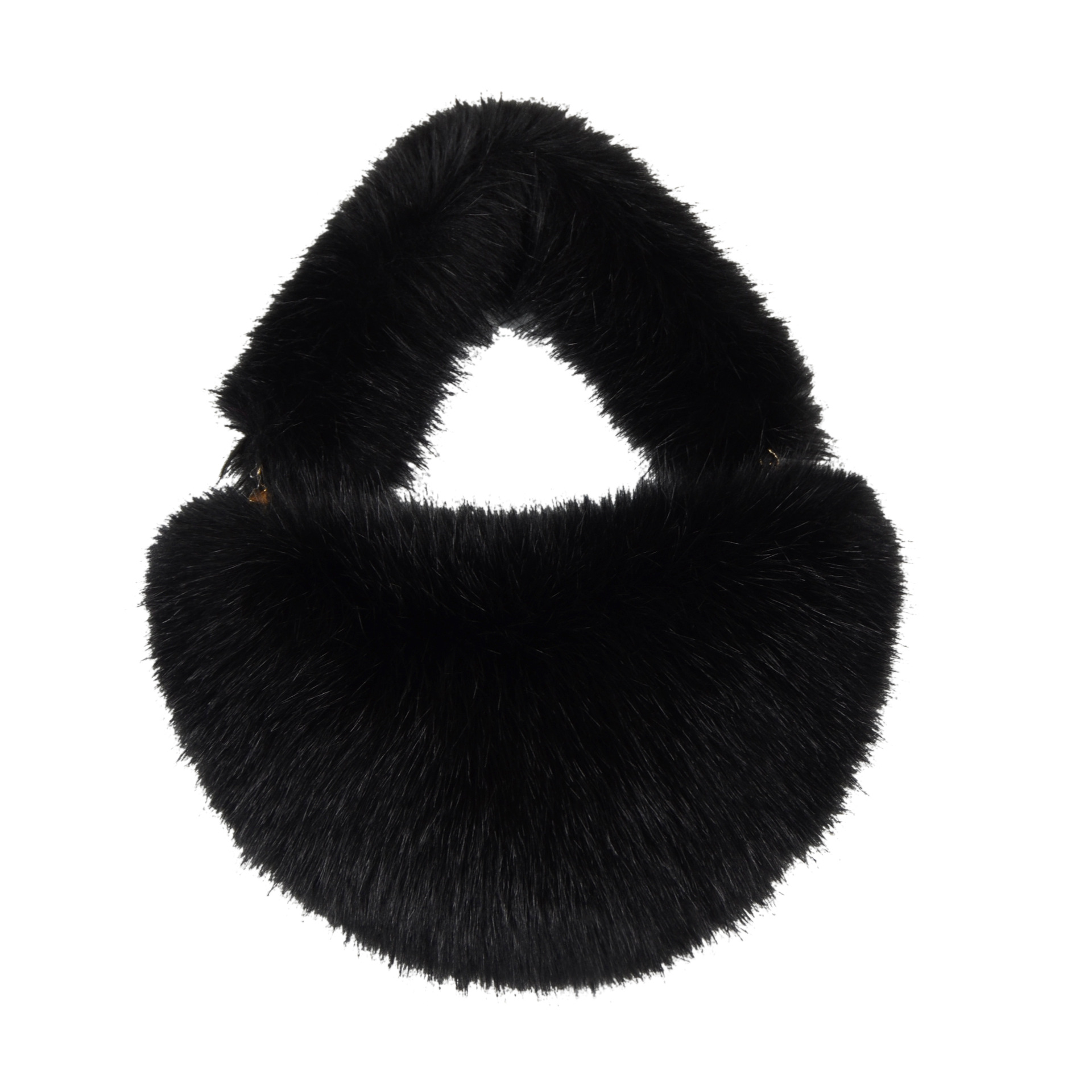 Fashion women's bags solid color plush messenger bag women's wool semi circular dumpling bag handbag_voghion.com