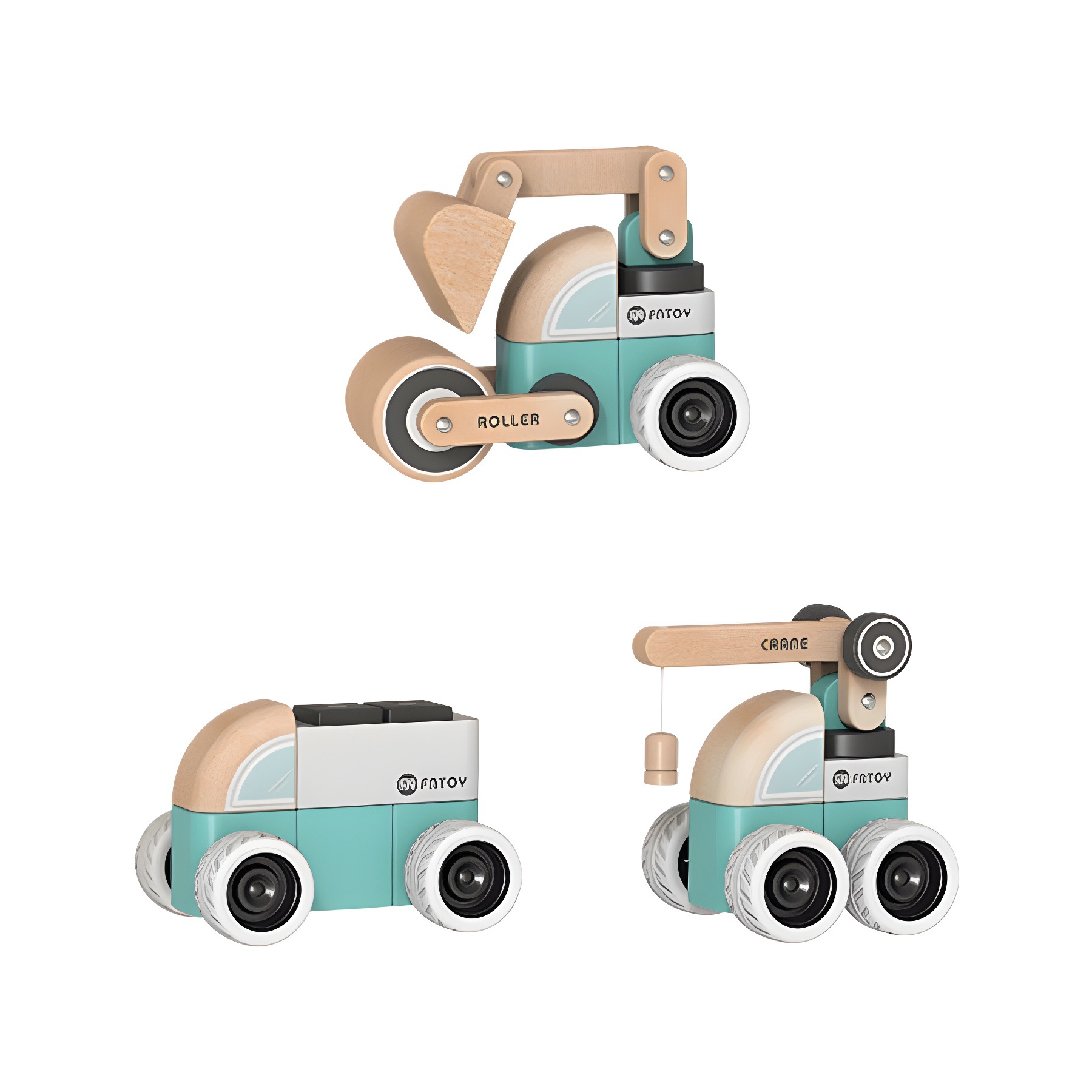 Venta caliente transfronteriza juguetes educativos de madera de bricolaje para niños, vehículos de ingeniería, bloques de construcción ensamblados, juegos de regalo para bebés