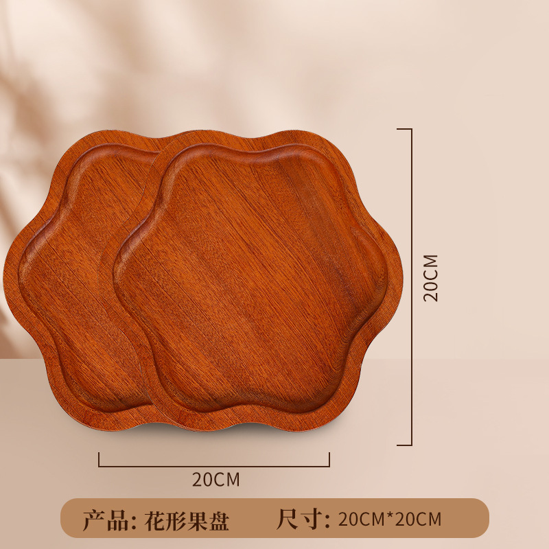 Platos de estilo japonés, platos de comida occidental al por mayor de alto valor, platos de verduras, platos de madera, sándalo de ébano, madera de madera maciza, bandeja de madera