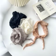 Linen Triangle Scarf Four-Season Retro Literary Neck Scarf Summer Sun Protection Head Scarf Korean Version High-End Sensation Gauze Scarf Hair Ties Wholesale