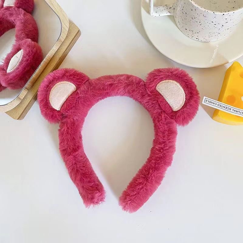 Otoño y invierno lindos bandas de cabello de ranas para mujeres máscaras faciales para lavar la cara dibujos animados de peluche bandejas de cabello extrañas tarjetas de cabello al por mayor